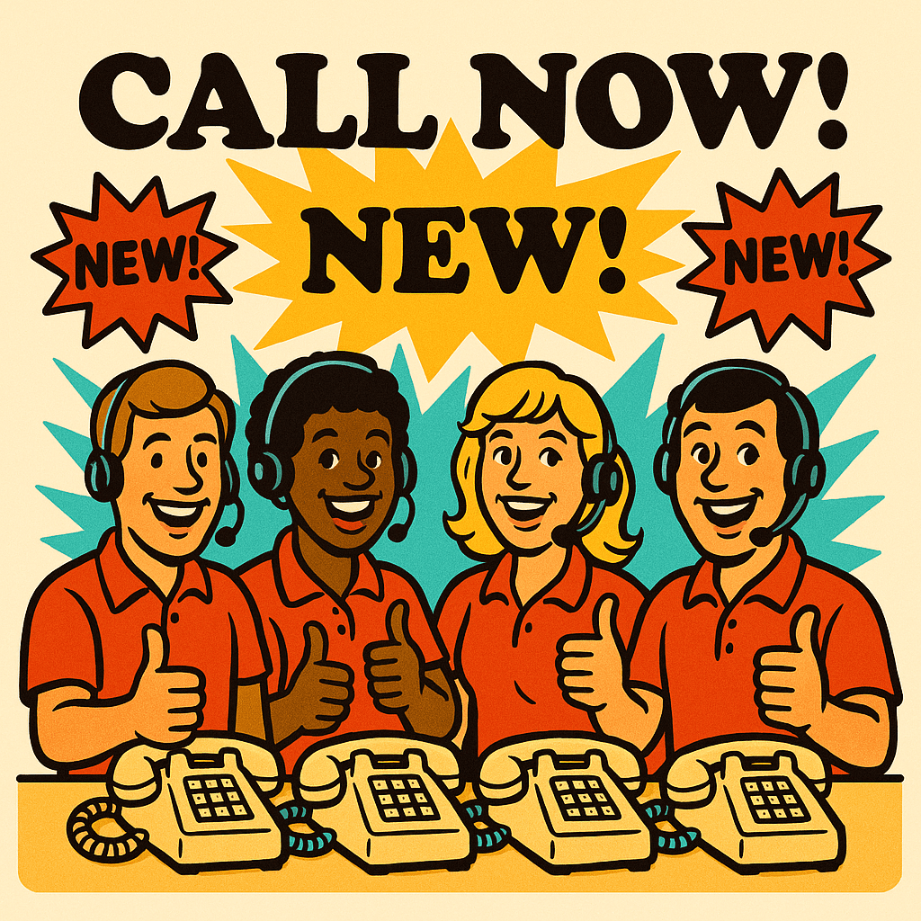 Cheerful 1980s phone bank operators